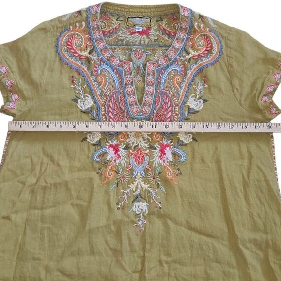Johnny Was Embroidered Viper Tikal Swing Blouse Top Popover Boho Size S - Picture 5 of 10